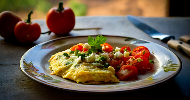 Cactus, Tomato, and Onion Omelette