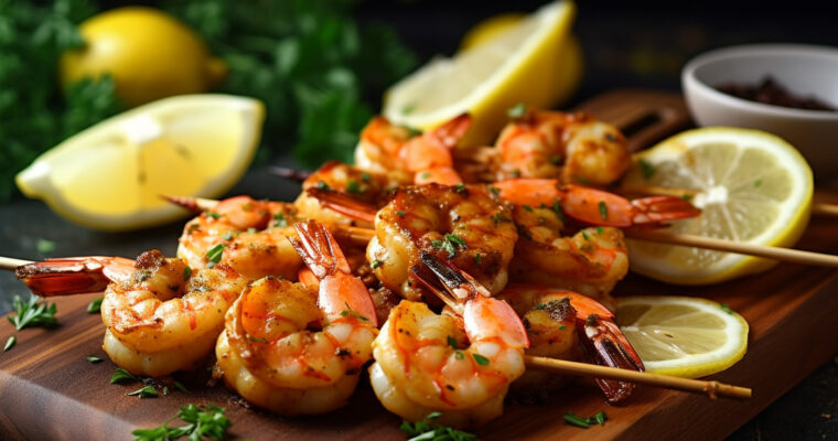 Garlic Lemon Shrimp Skewers